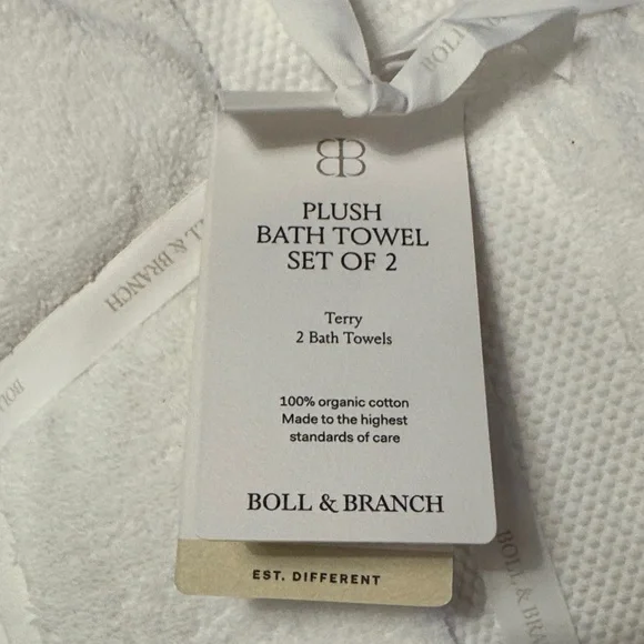 Boll & Branch Classic White Bath Towels Set of 2 - Picture 2 of 6